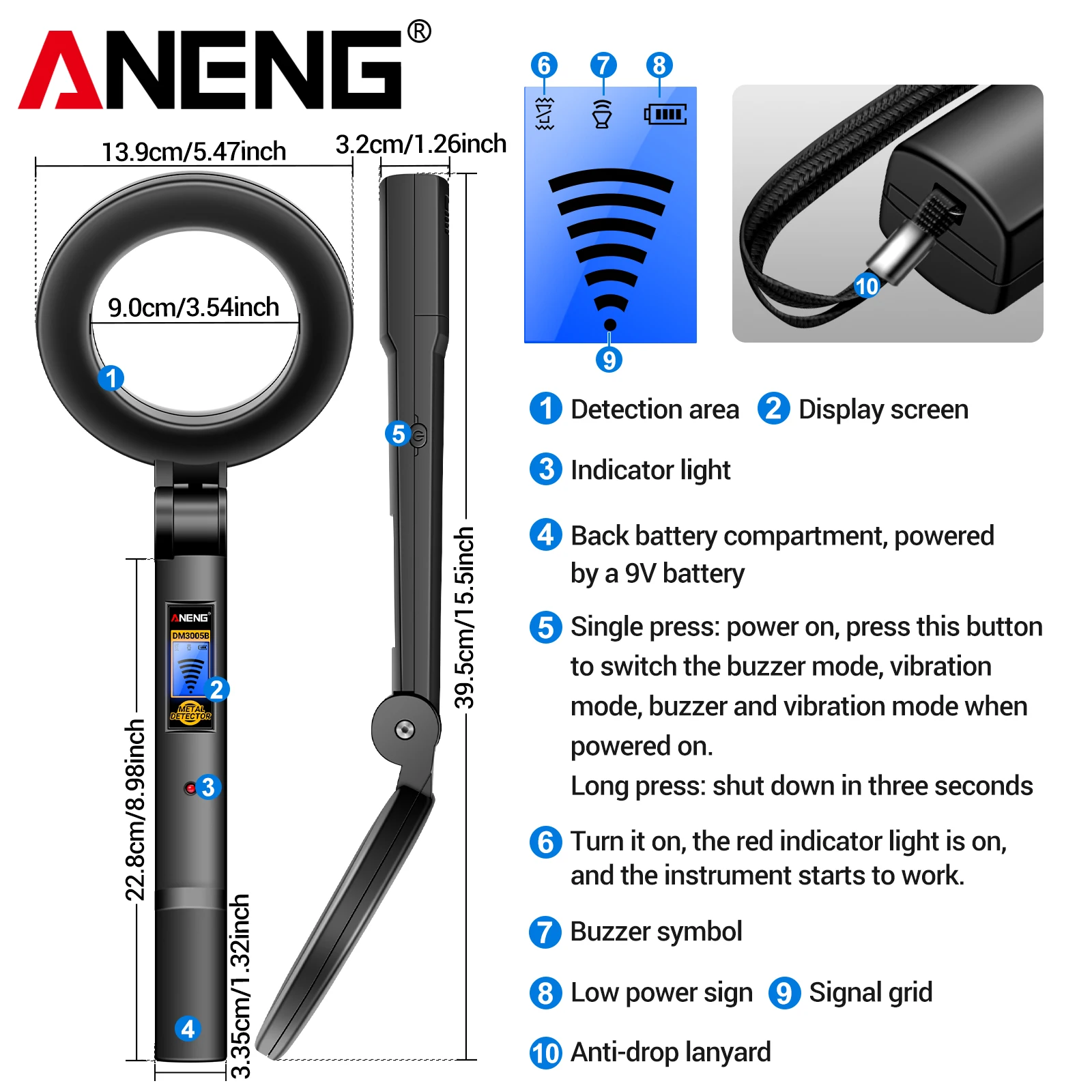 ANENG DM3005B handheld metal d - Power Tools Inspection 评论和价格