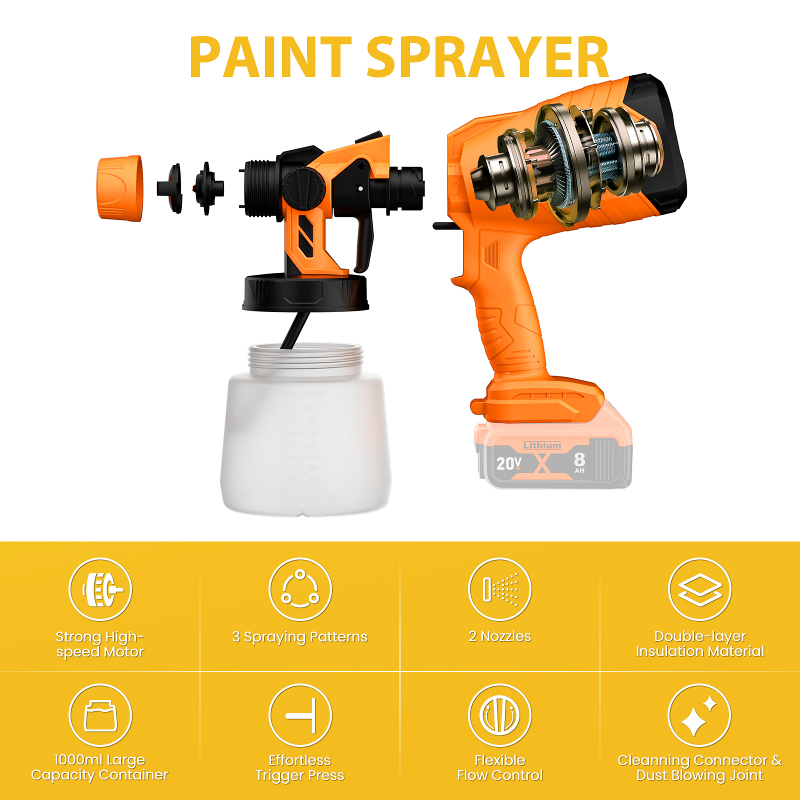 1000ML Electric Spray Gun For  - Power Tools Windows 评论和价格